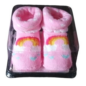 💚💲4/$20. Infant Booties 0-12 months. Swiggles Rainbows & Clouds, Pink.